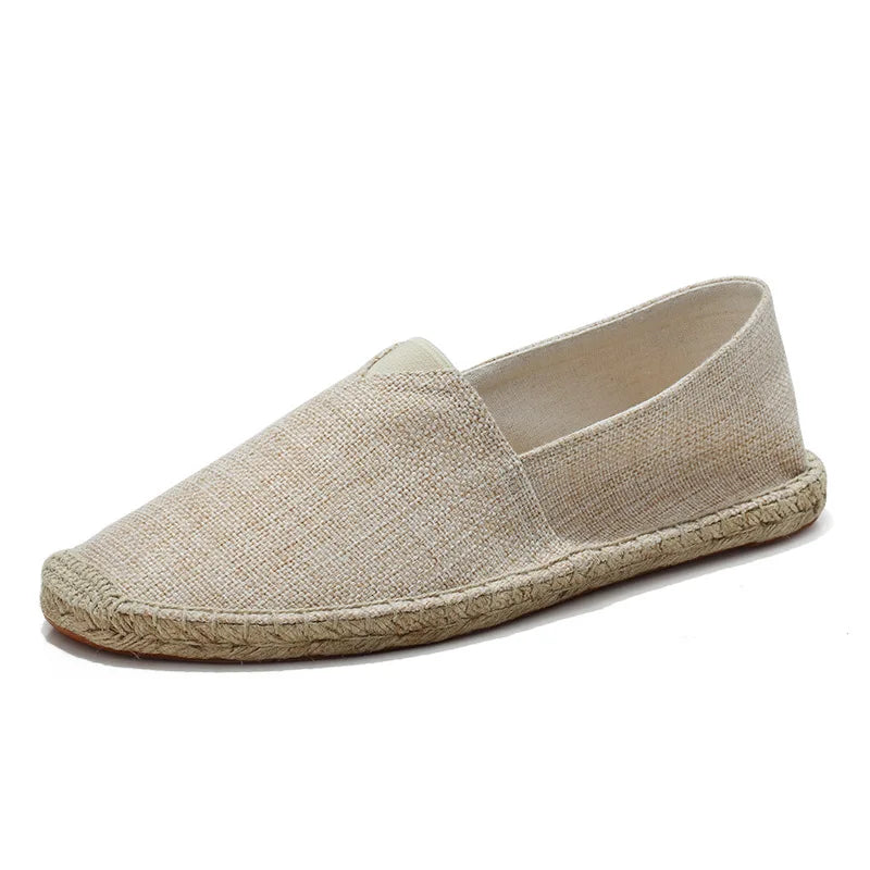 Alpargatas para Hombre, Zapatos de Verano con Parches, Mocasines Transpirables de Lona, Zapatos Unisex con Detalles de Yute para Mujer