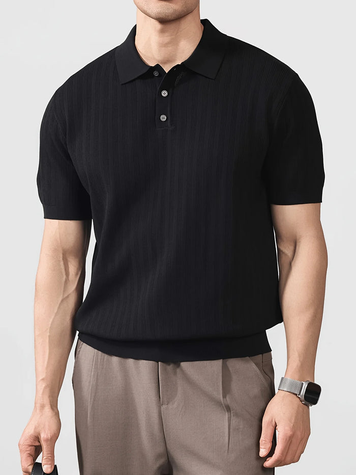 Polo de punto de seda fría para hombre, moderno y elegante, ideal para el verano, polo de marca a la moda con diseño de cuello, perfecto para