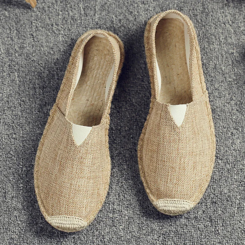 Alpargatas para Hombre, Zapatos de Verano con Parches, Mocasines Transpirables de Lona, Zapatos Unisex con Detalles de Yute para Mujer