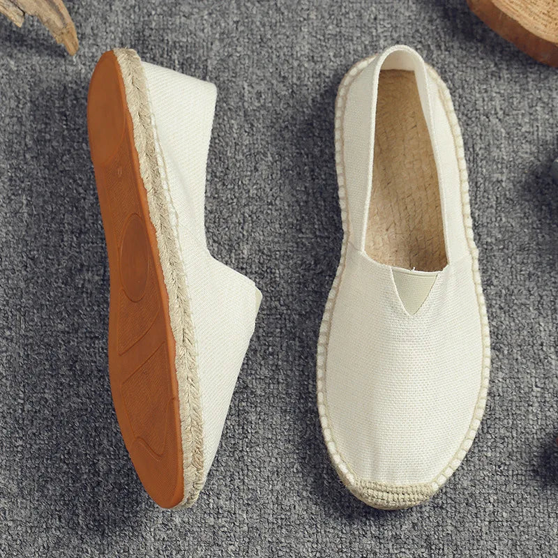 Alpargatas para Hombre, Zapatos de Verano con Parches, Mocasines Transpirables de Lona, Zapatos Unisex con Detalles de Yute para Mujer