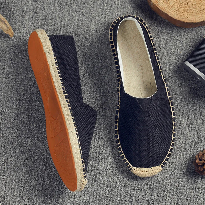 Alpargatas para Hombre, Zapatos de Verano con Parches, Mocasines Transpirables de Lona, Zapatos Unisex con Detalles de Yute para Mujer