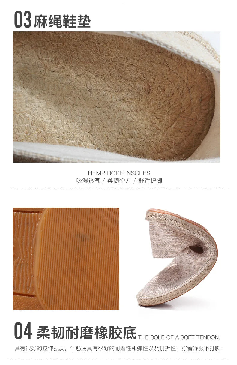 Alpargatas para Hombre, Zapatos de Verano con Parches, Mocasines Transpirables de Lona, Zapatos Unisex con Detalles de Yute para Mujer