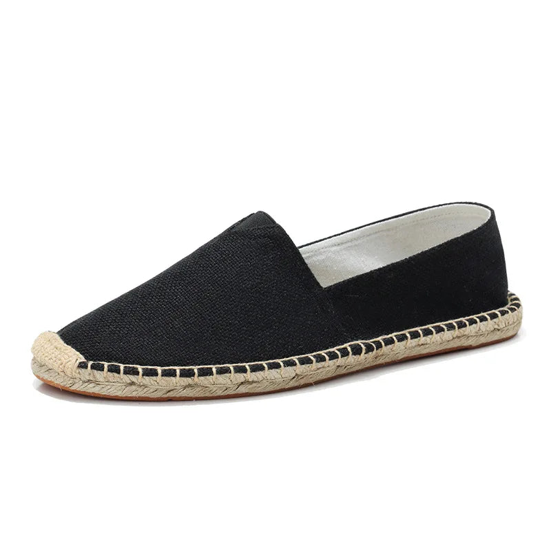 Alpargatas para Hombre, Zapatos de Verano con Parches, Mocasines Transpirables de Lona, Zapatos Unisex con Detalles de Yute para Mujer