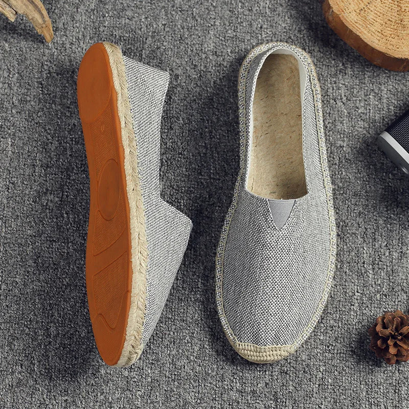 Alpargatas para Hombre, Zapatos de Verano con Parches, Mocasines Transpirables de Lona, Zapatos Unisex con Detalles de Yute para Mujer