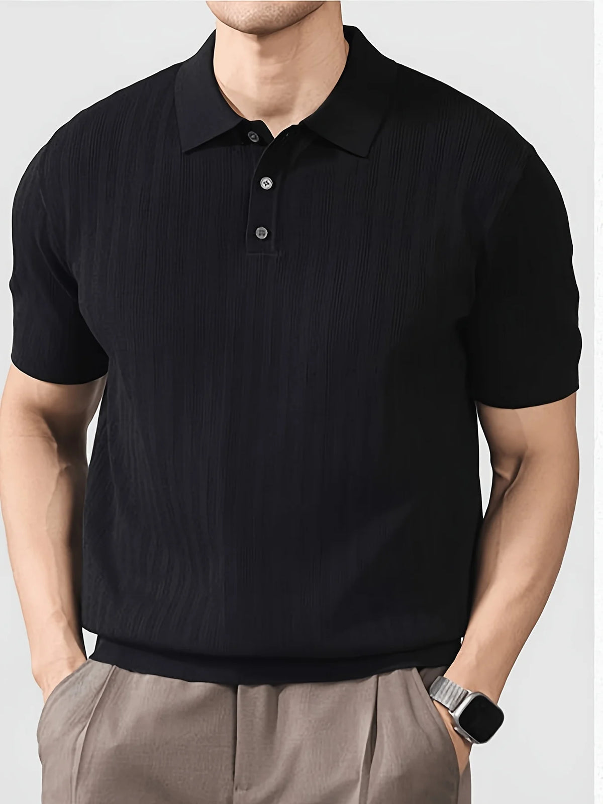 Polo de punto de seda fría para hombre, moderno y elegante, ideal para el verano, polo de marca a la moda con diseño de cuello, perfecto para